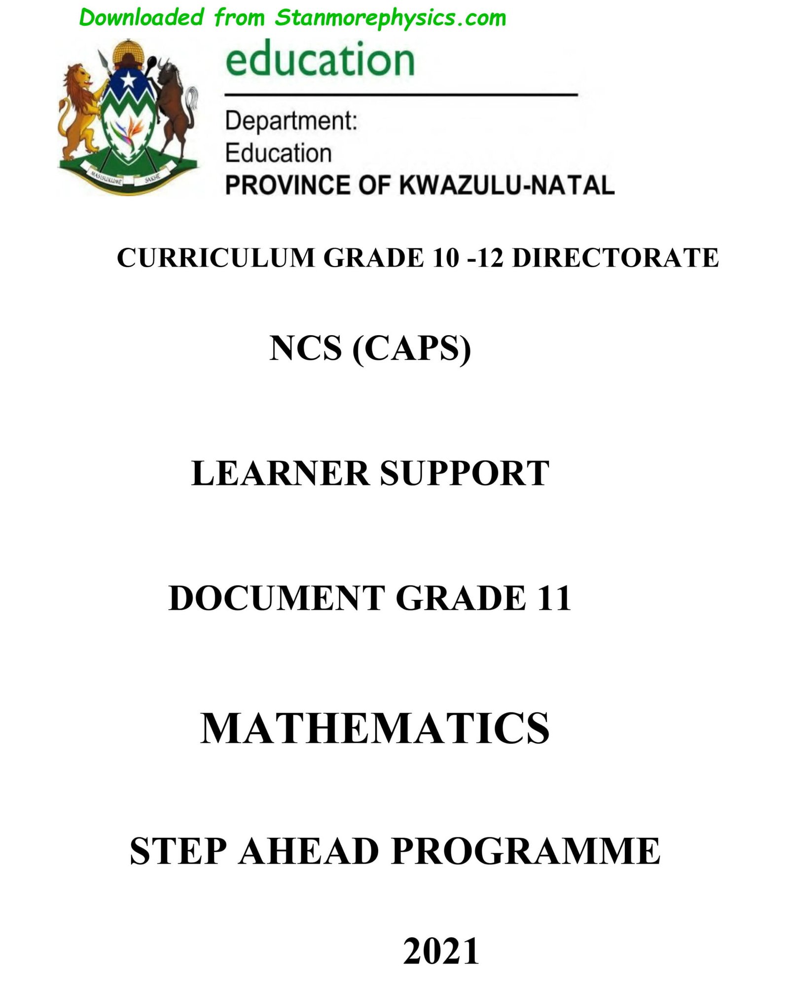 Maths Study Notes Grade 11 STANMORE SECONDARY