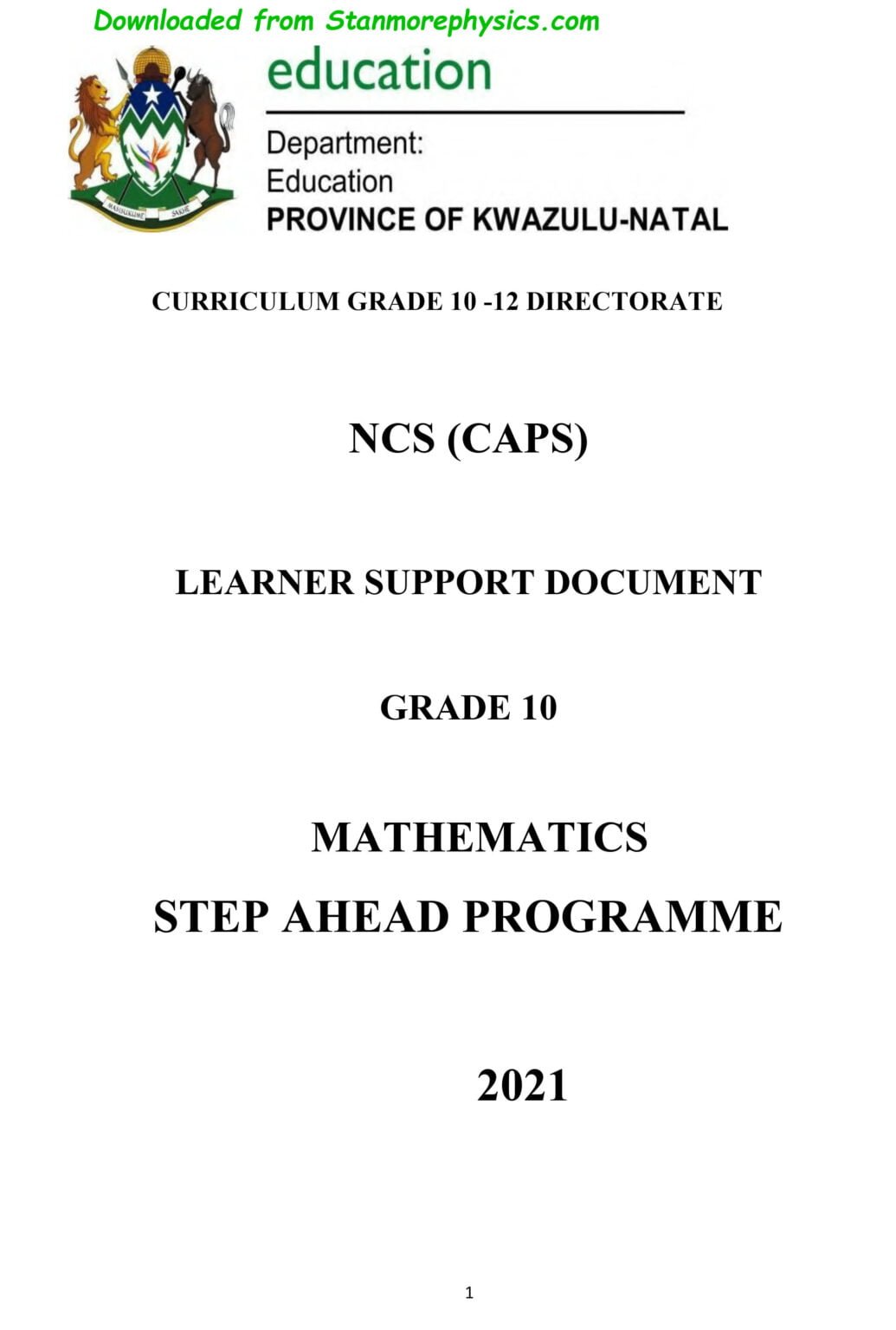Maths Study Notes Grade 10 STANMORE SECONDARY