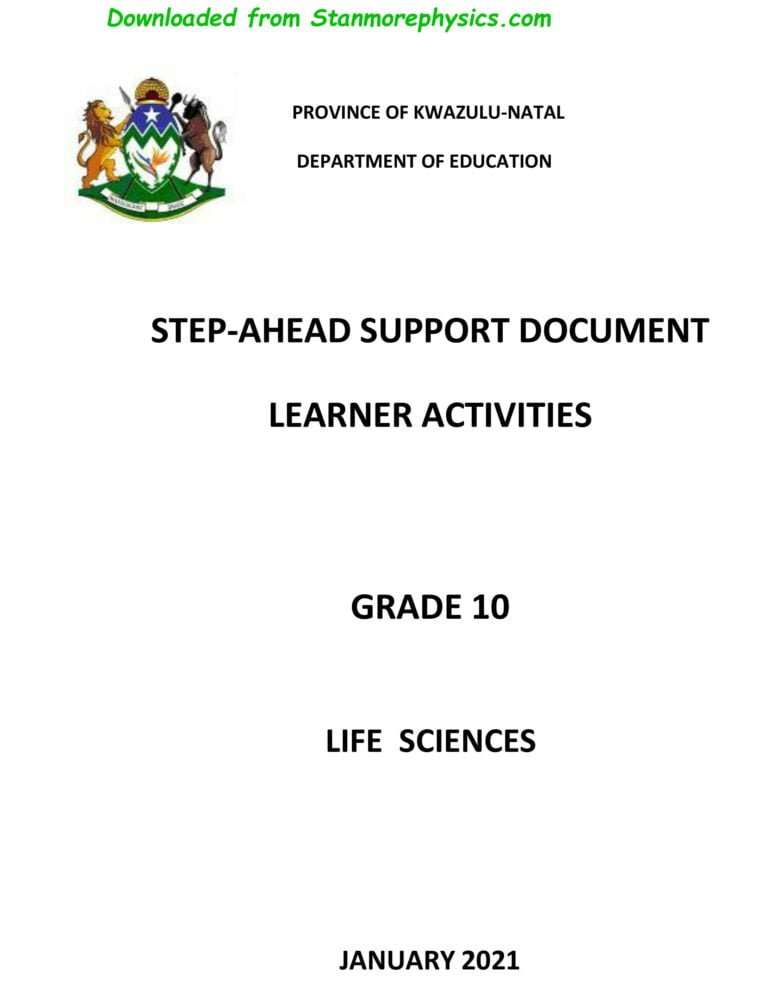 grade 10 life science skills booklet