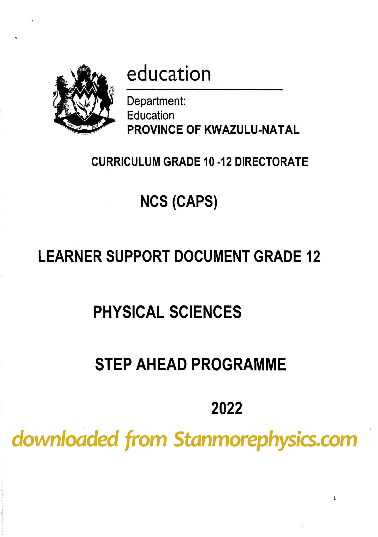 Study Notes Physical Science Grade Stanmore Secondary