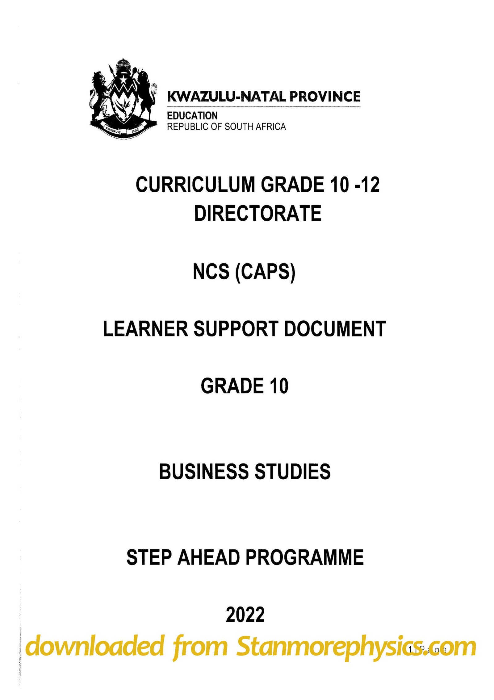 Business Studies 10 STANMORE SECONDARY
