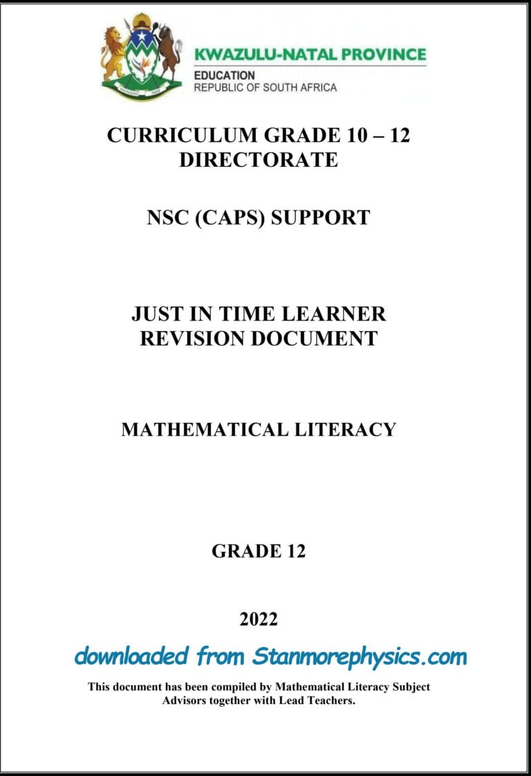 mathematical literacy grade 12 term 3 assignment 2022