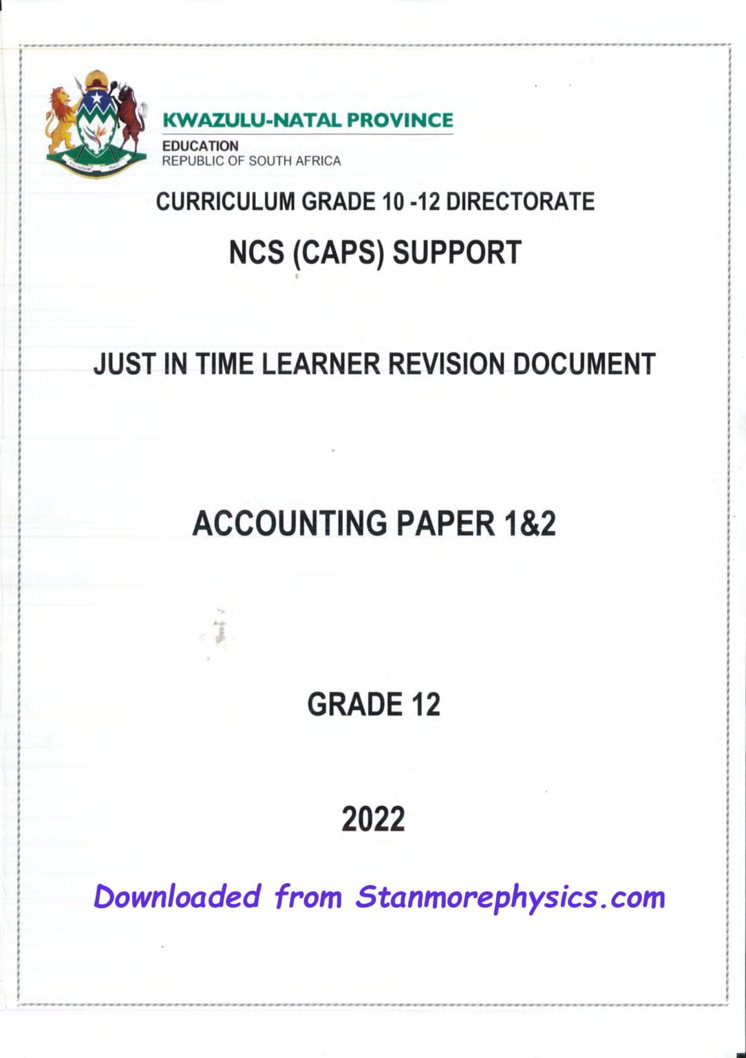 accounting grade 12 assignment term 2