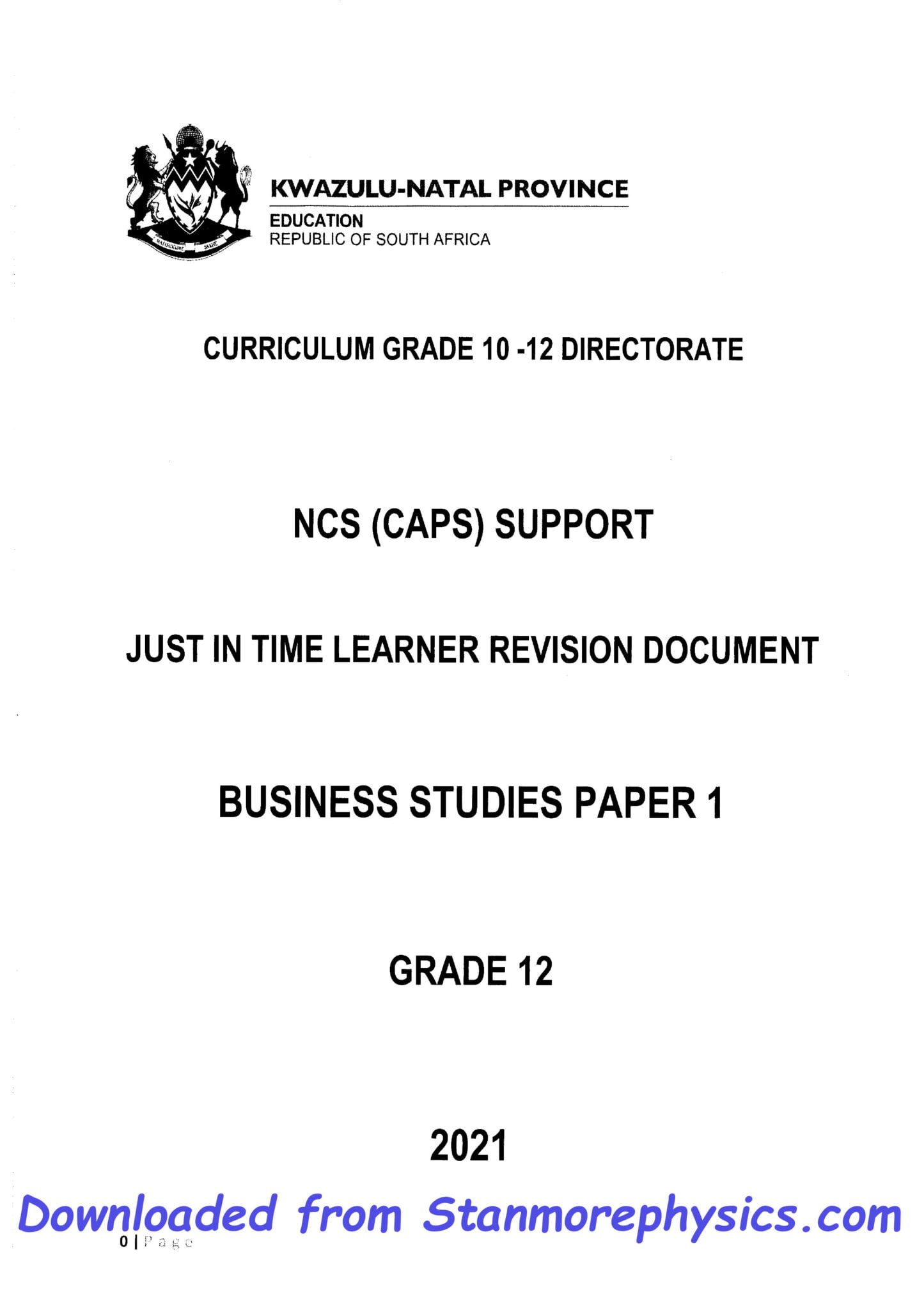 Business Studies Study Notes For Grade 12