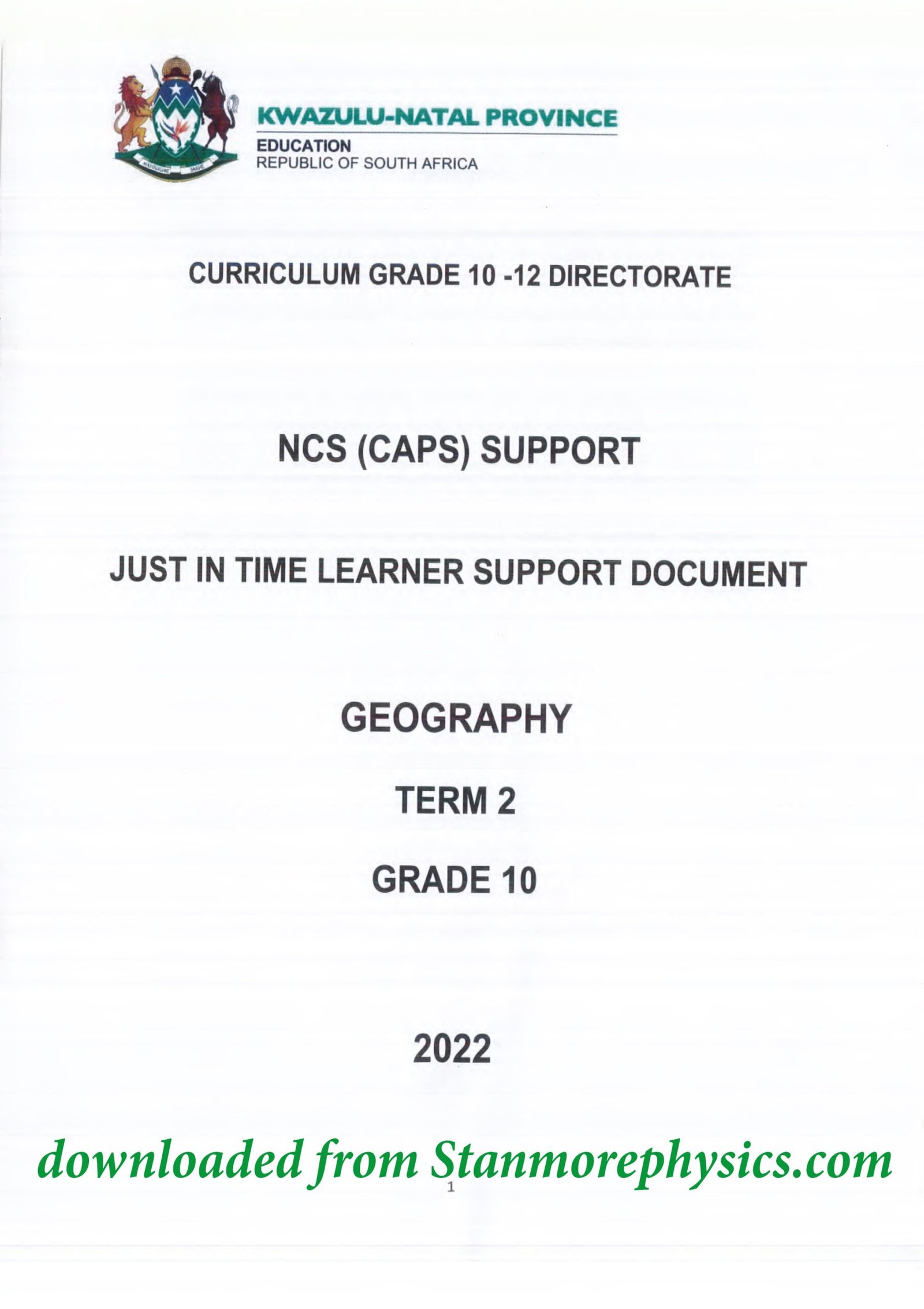 geography assignment grade 10