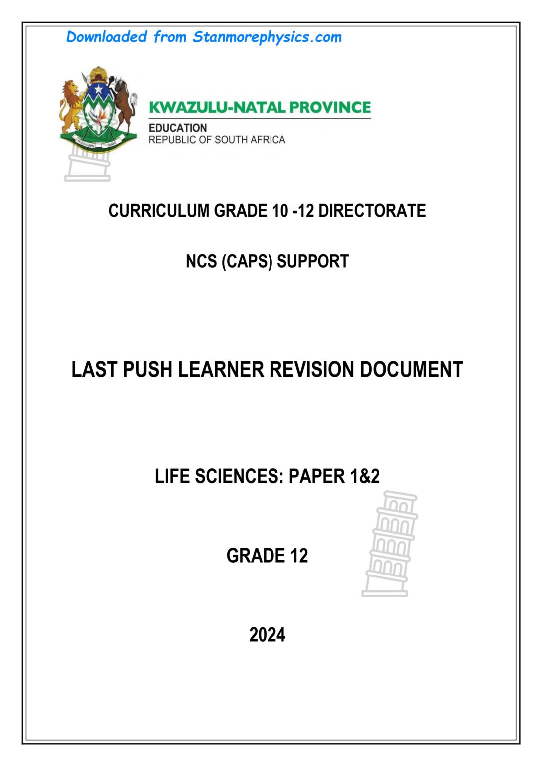Life Sciences(Grade 12) - STANMORE SECONDARY