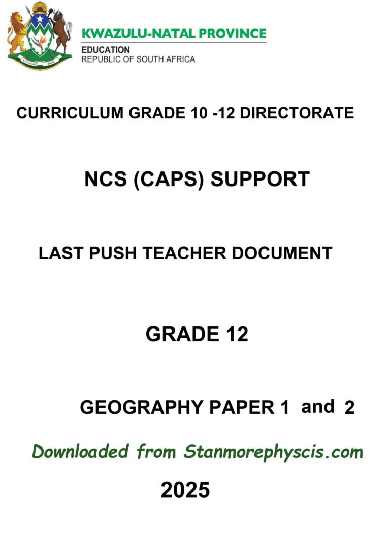 Study Notes Geography Grade 12 - STANMORE SECONDARY